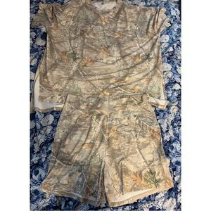 Camo Print T-Shirt and Shorts Set